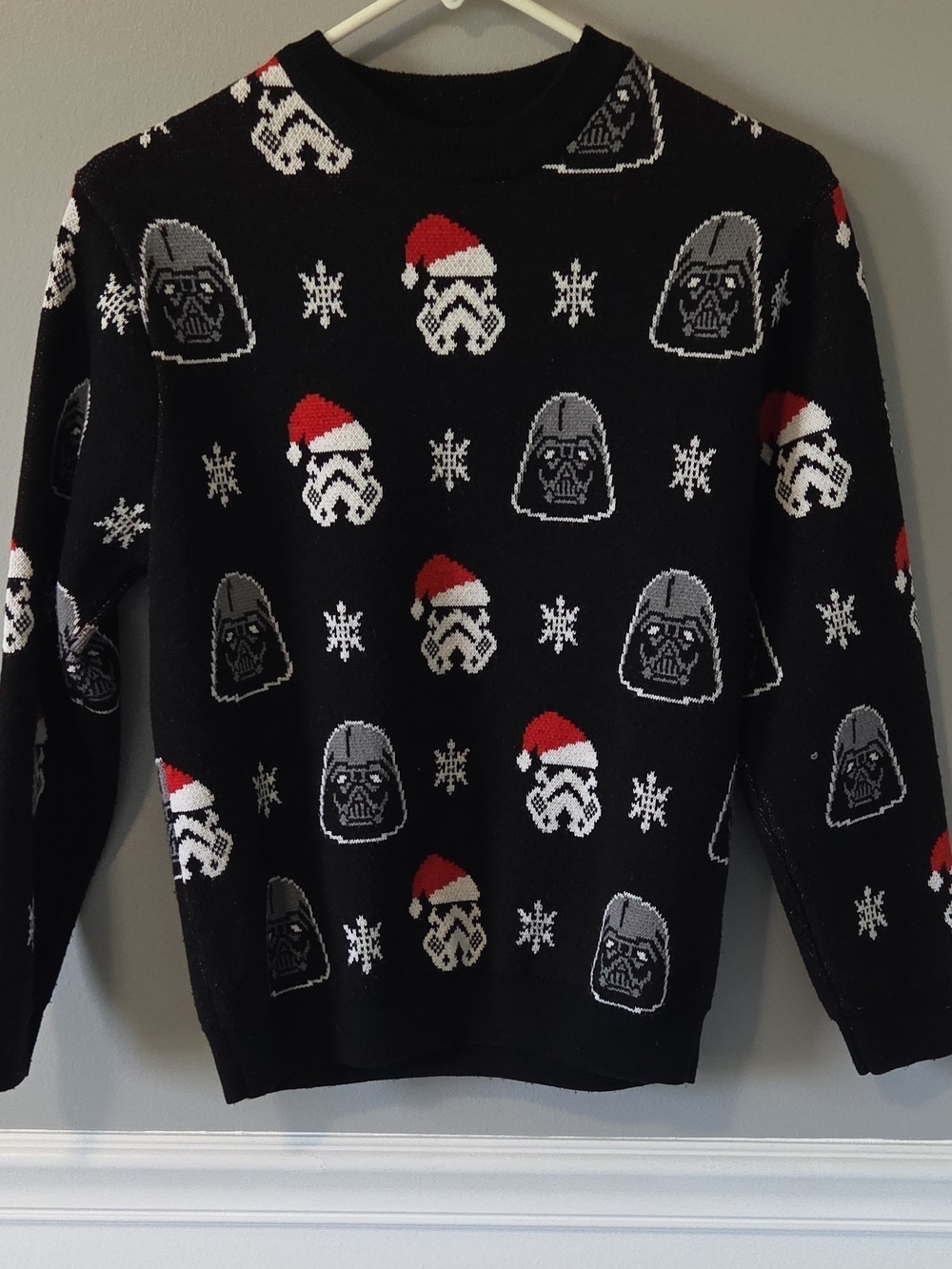 Zara Black Holiday Sweater Darth Vader and Red Santa Stormtroopers Size 11-12